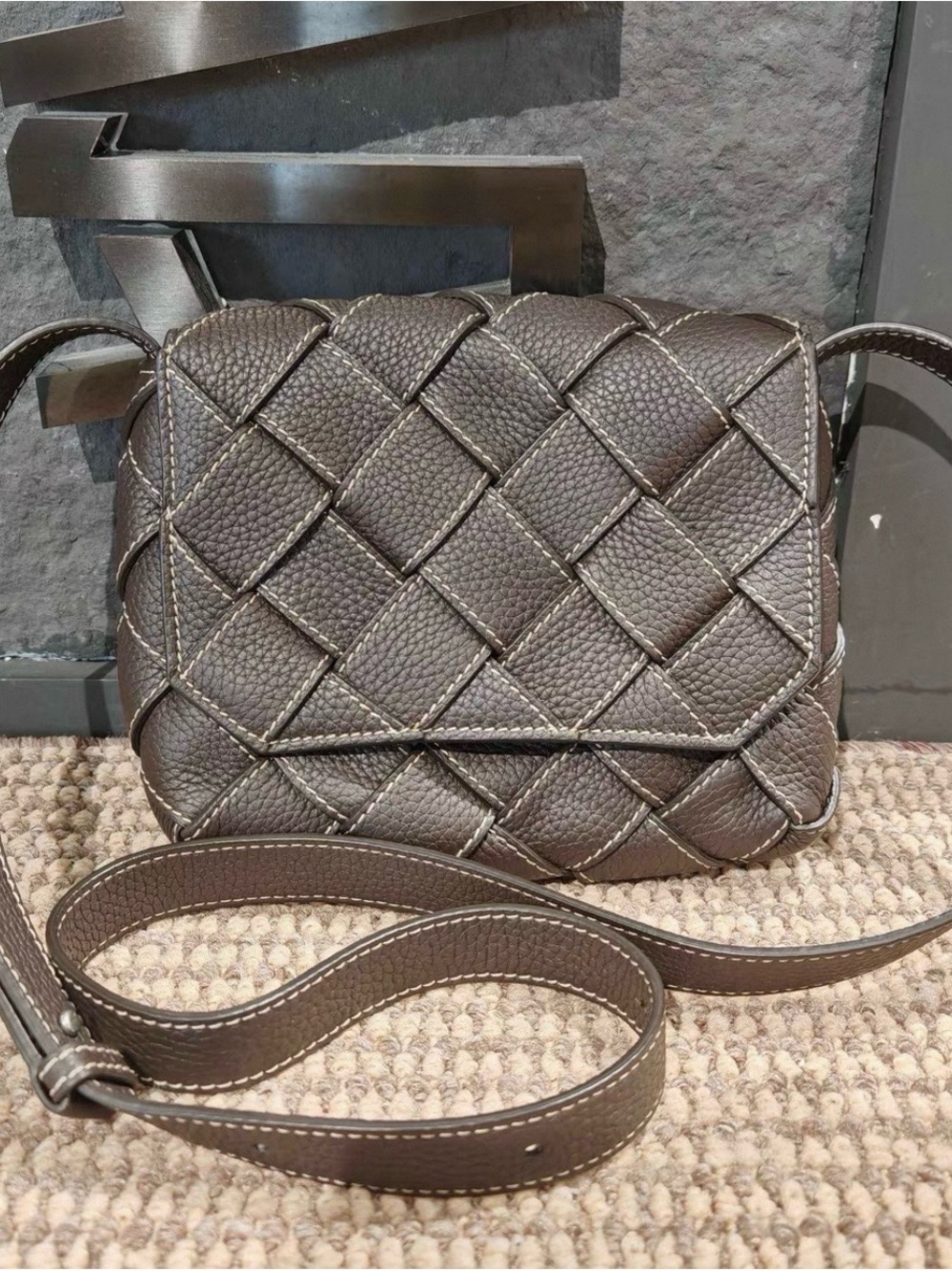 Bottega Veneta Diago Intreccio leather crossbody bag Brand New